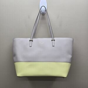 Kate Spade New York Cedar Street Medium Harmony Color block Tote Beige Yellow